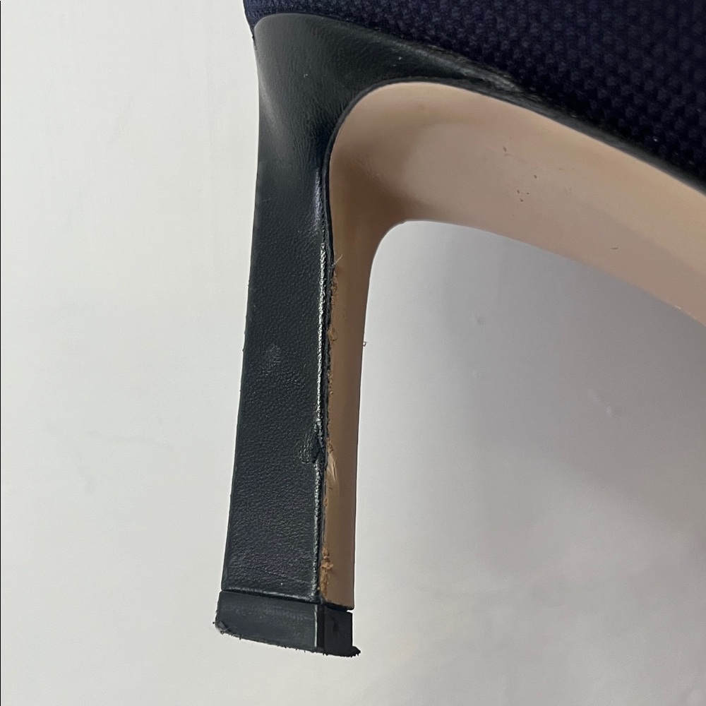 Stuart Weitzman Navy Stretch Sock / Knit Heeled Boots - Picture 6 of 6